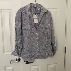 Zara Striped Button Down Blouse